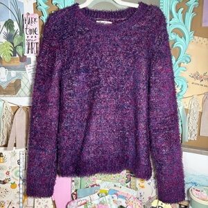 Lou & Grey For Loft Purple Haze Eyelash Sweater Womens Sz.M Cozy Soft Whimsigoth